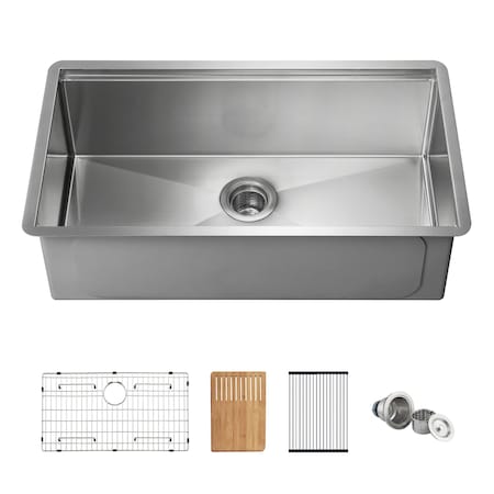 Kibi 33in Handcrafted 316 Stainless Steel 16 Gauge Single Bowl Workstation Undermount Kitchen Sink K3-S33T